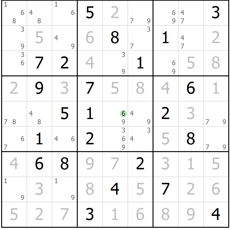 Position des candidats pour la solution de la Gr 47 page 50 du magazine de sudoku Maestro n° 086