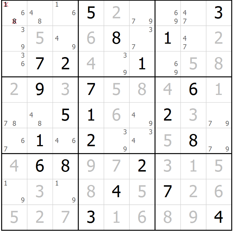 Position des candidats pour la solution de la Gr 47 page 50 du magazine de sudoku Maestro n° 086