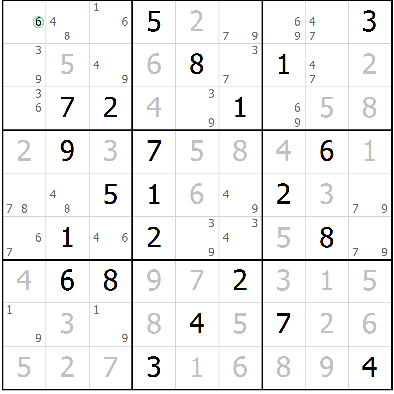 Position des candidats pour la solution de la Gr 47 page 50 du magazine de sudoku Maestro n° 086