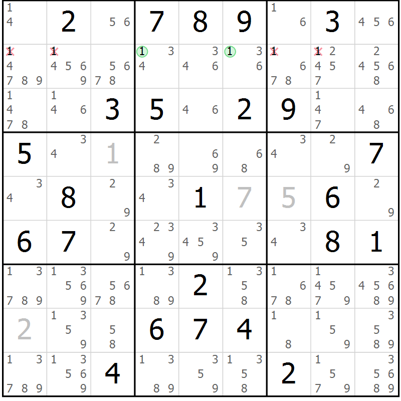 Position des candidats pour la solution de la Gr 48 page 51 du magazine de sudoku Maestro n° 086