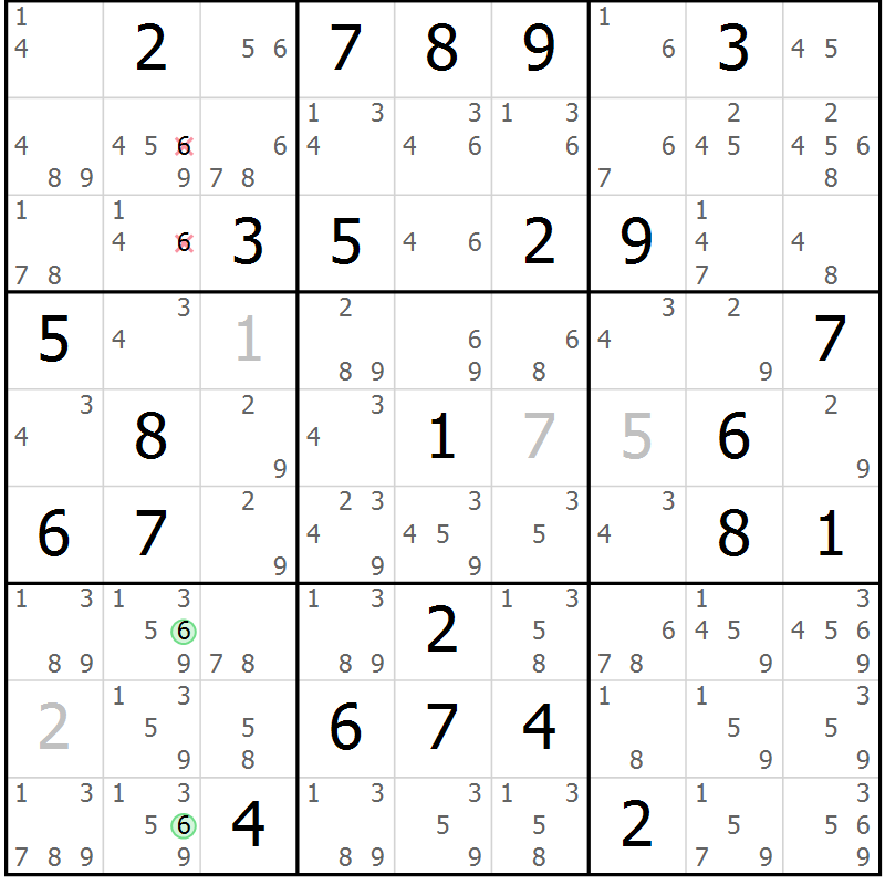 Position des candidats pour la solution de la Gr 48 page 51 du magazine de sudoku Maestro n° 086