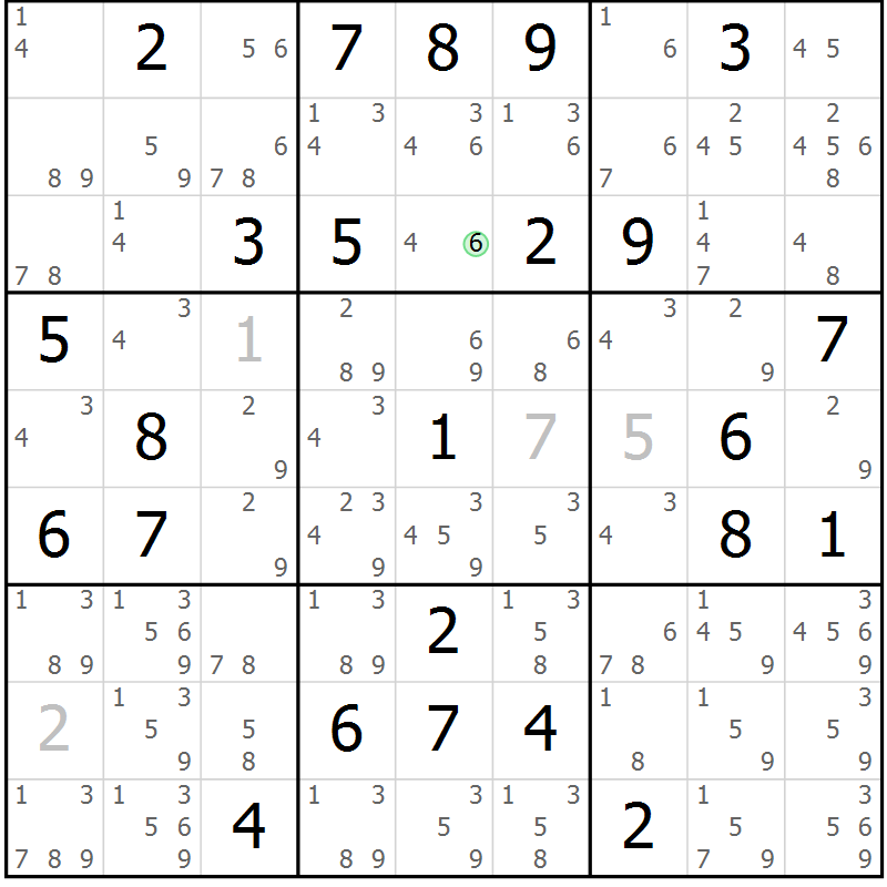 Position des candidats pour la solution de la Gr 48 page 51 du magazine de sudoku Maestro n° 086