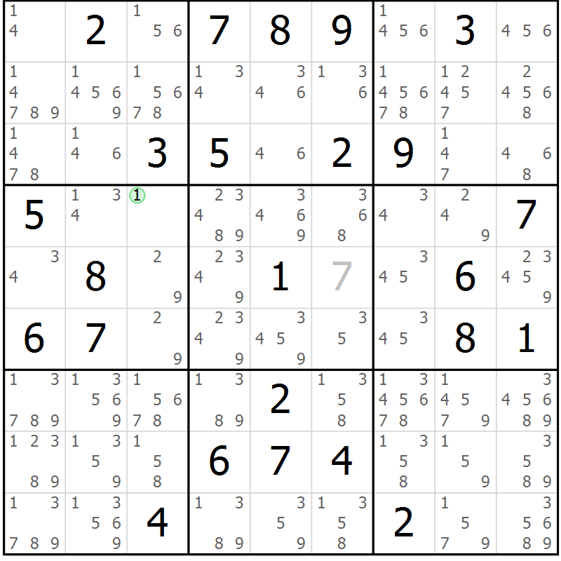 Position des candidats pour la solution de la Gr 48 page 51 du magazine de sudoku Maestro n° 086