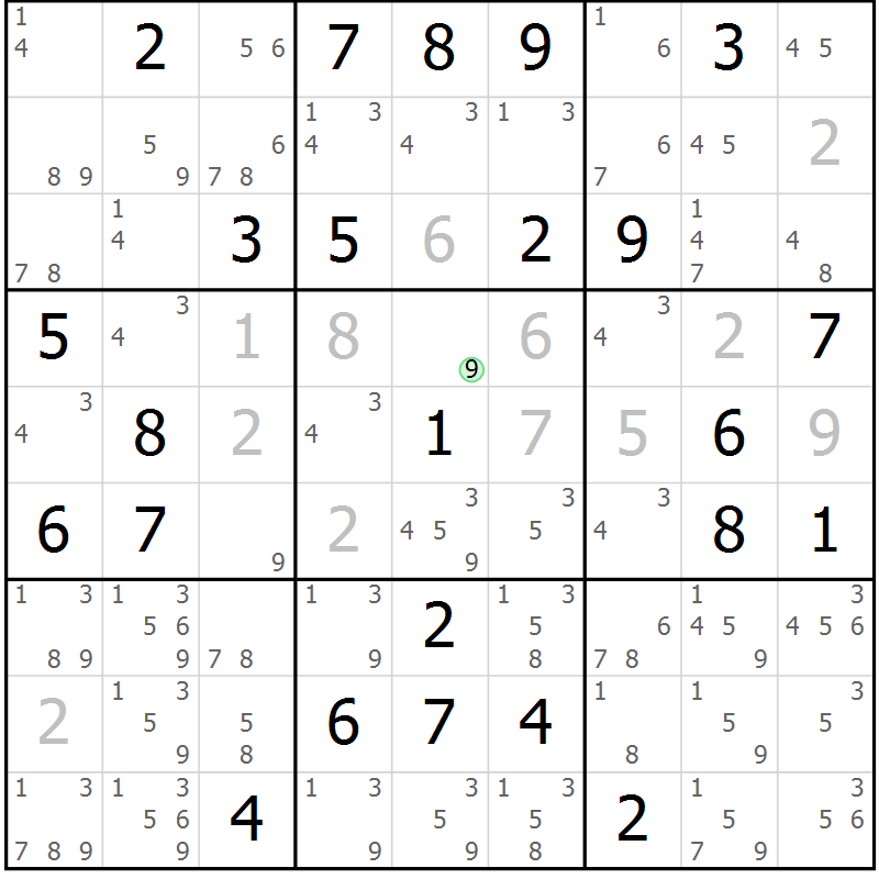 Position des candidats pour la solution de la Gr 48 page 51 du magazine de sudoku Maestro n° 086