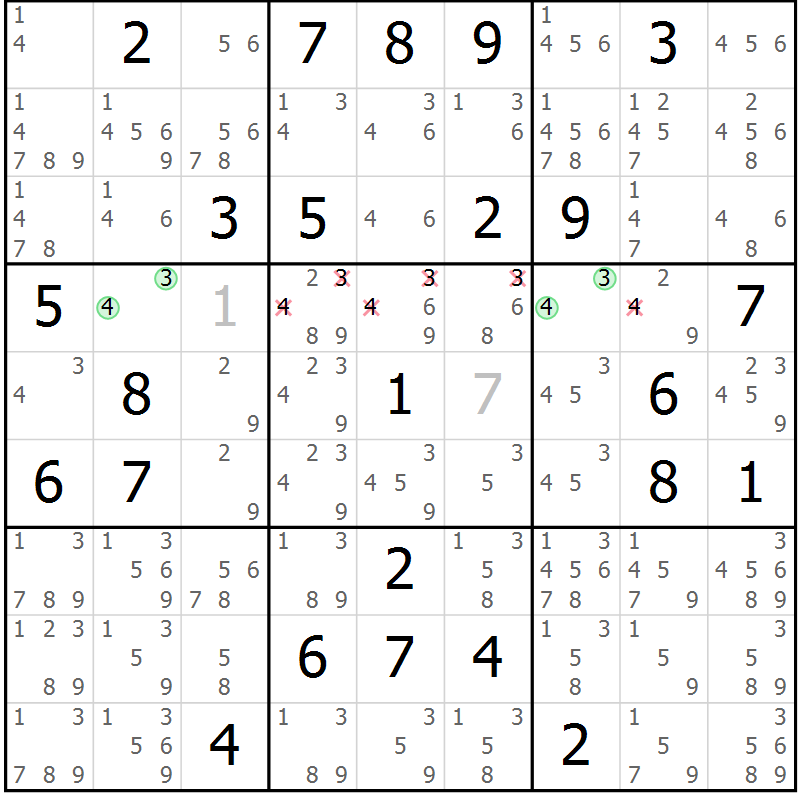 Position des candidats pour la solution de la Gr 48 page 51 du magazine de sudoku Maestro n° 086