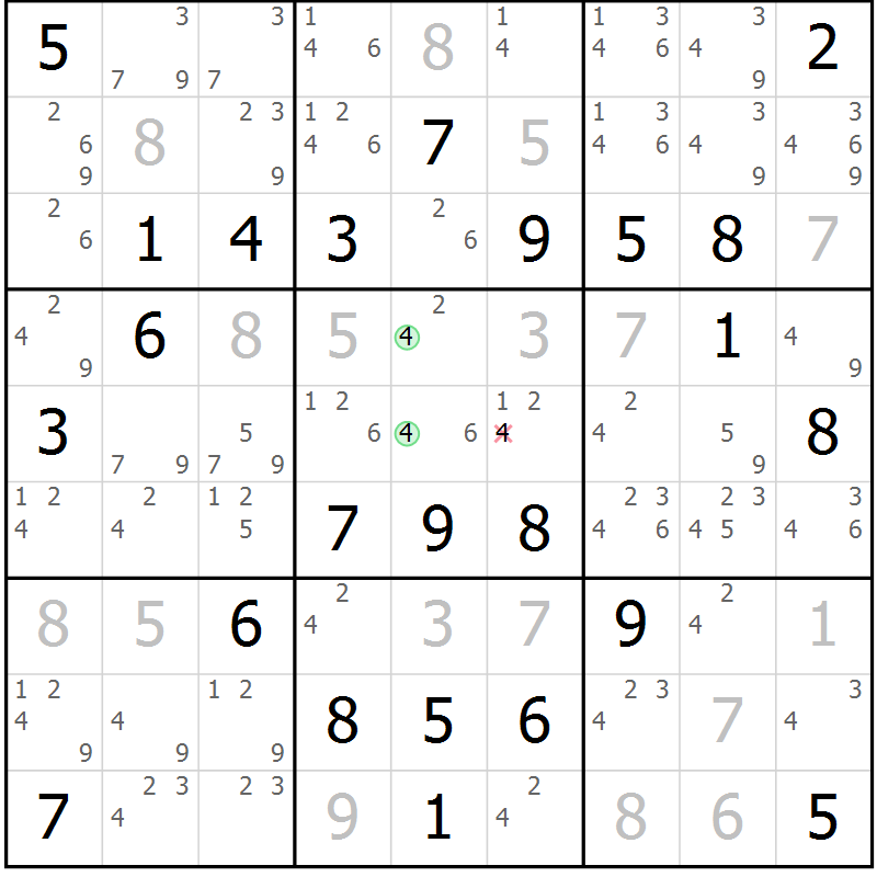 Position des candidats pour la solution de la Gr 49 page 52 du magazine de sudoku Maestro n° 086