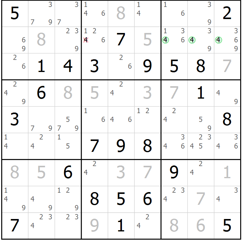 Position des candidats pour la solution de la Gr 49 page 52 du magazine de sudoku Maestro n° 086