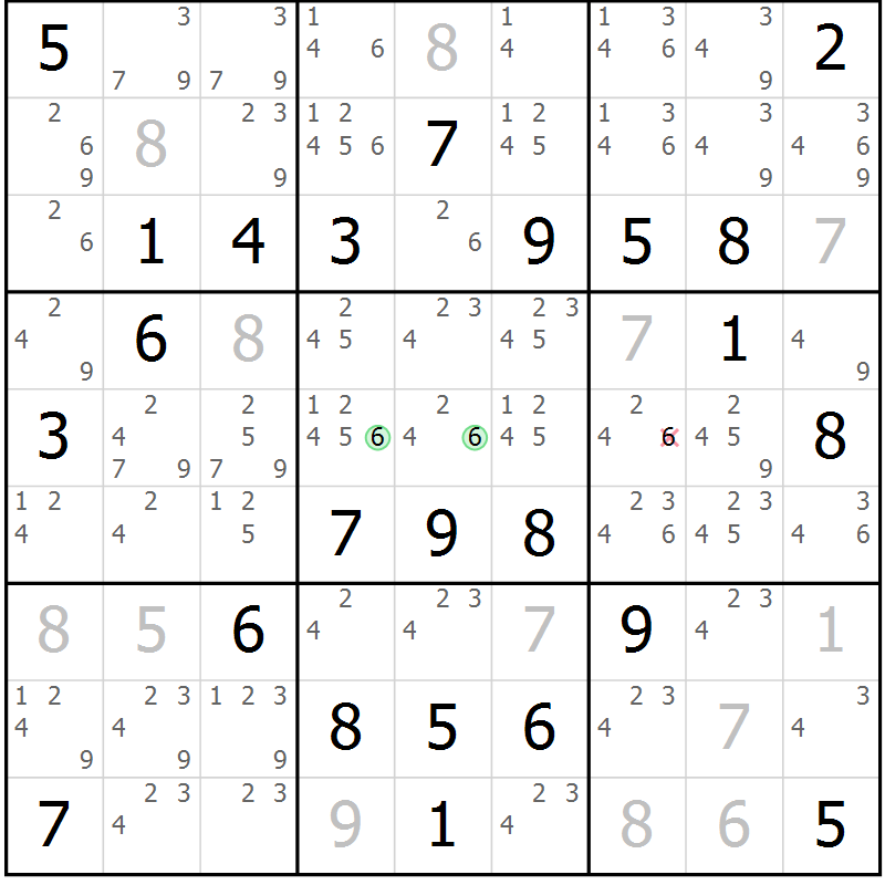 Position des candidats pour la solution de la Gr 49 page 52 du magazine de sudoku Maestro n° 086
