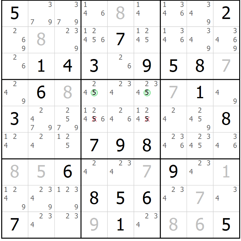 Position des candidats pour la solution de la Gr 49 page 52 du magazine de sudoku Maestro n° 086