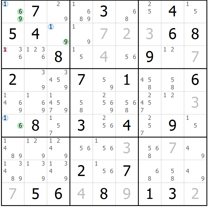Position des candidats pour la solution de la Gr 52 page 55 du magazine de sudoku Maestro n° 086