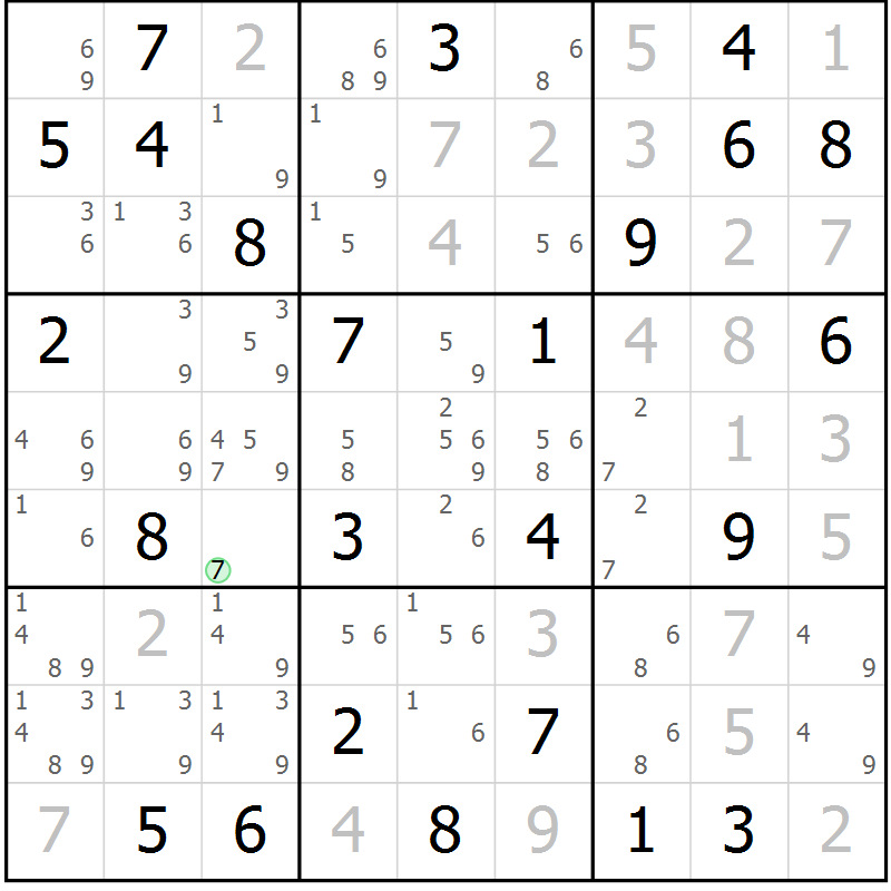 Position des candidats pour la solution de la Gr 52 page 55 du magazine de sudoku Maestro n° 086