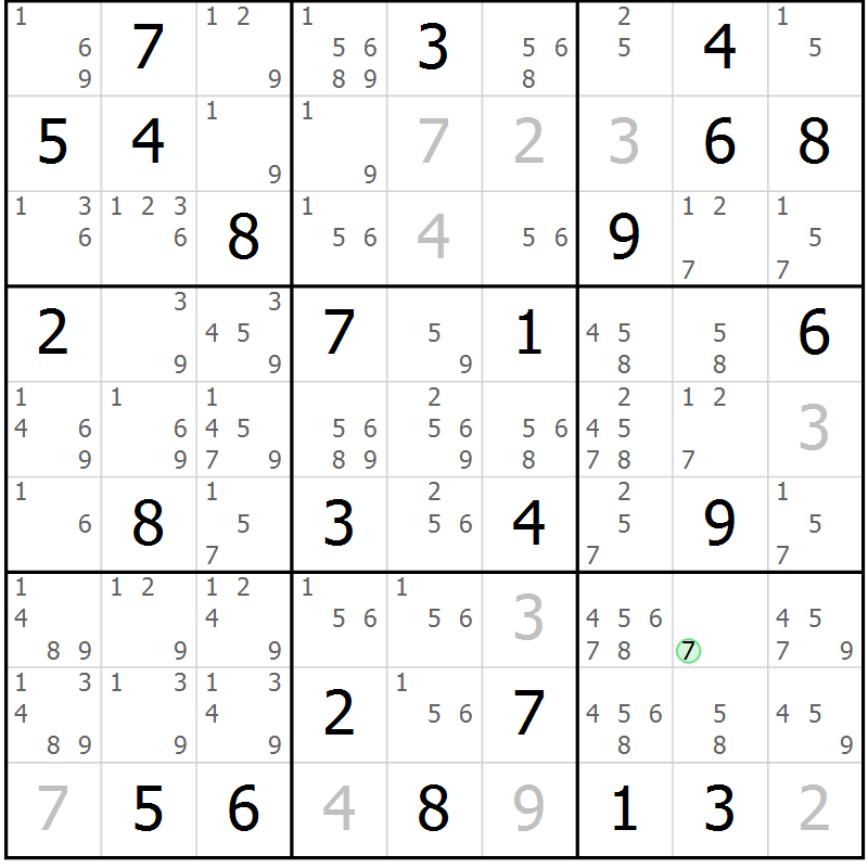Position des candidats pour la solution de la Gr 52 page 55 du magazine de sudoku Maestro n° 086