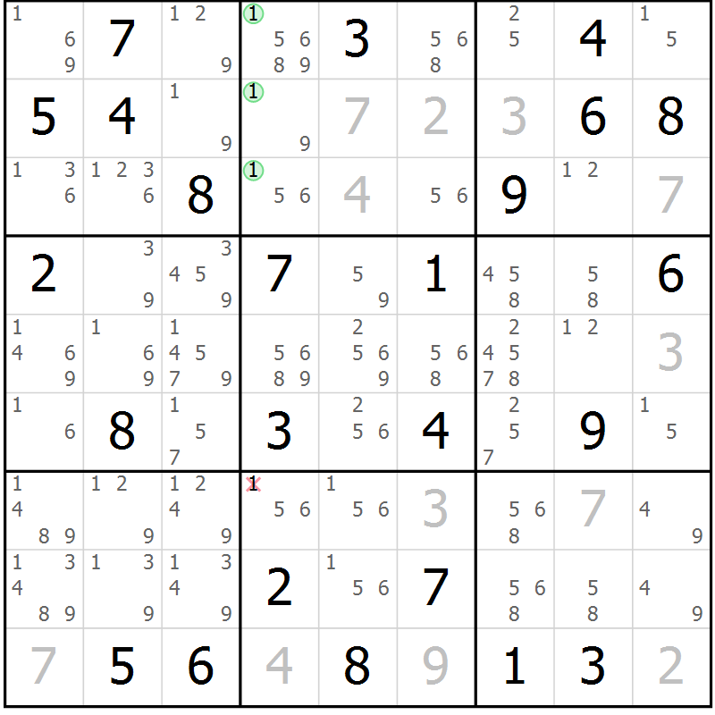 Position des candidats pour la solution de la Gr 52 page 55 du magazine de sudoku Maestro n° 086