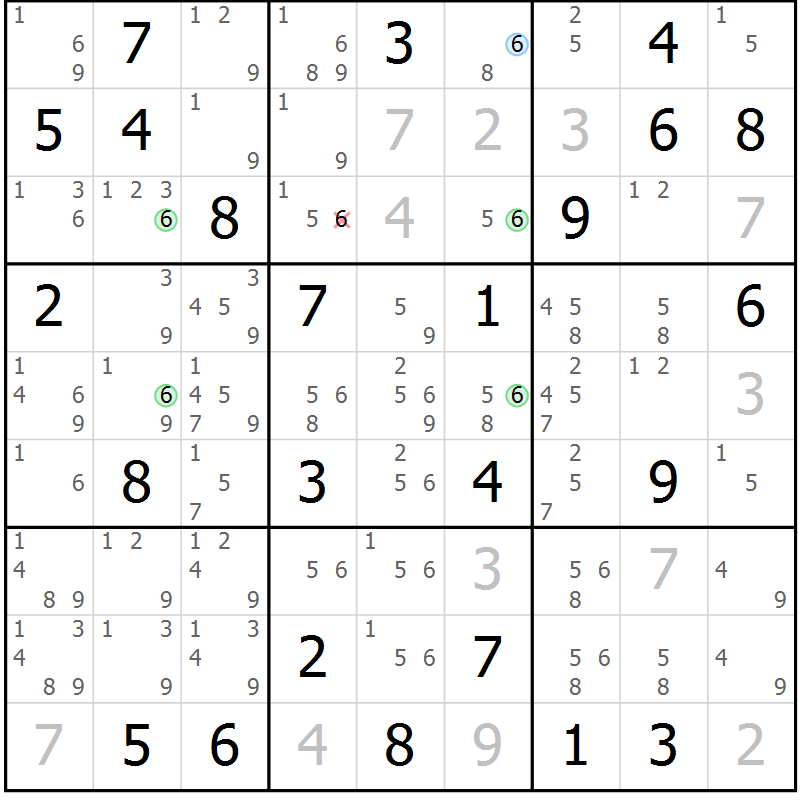Position des candidats pour la solution de la Gr 52 page 55 du magazine de sudoku Maestro n° 086