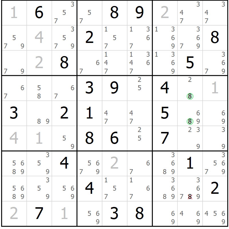 Position des candidats pour la solution de la Gr 53 page 56 du magazine de sudoku Maestro n° 086