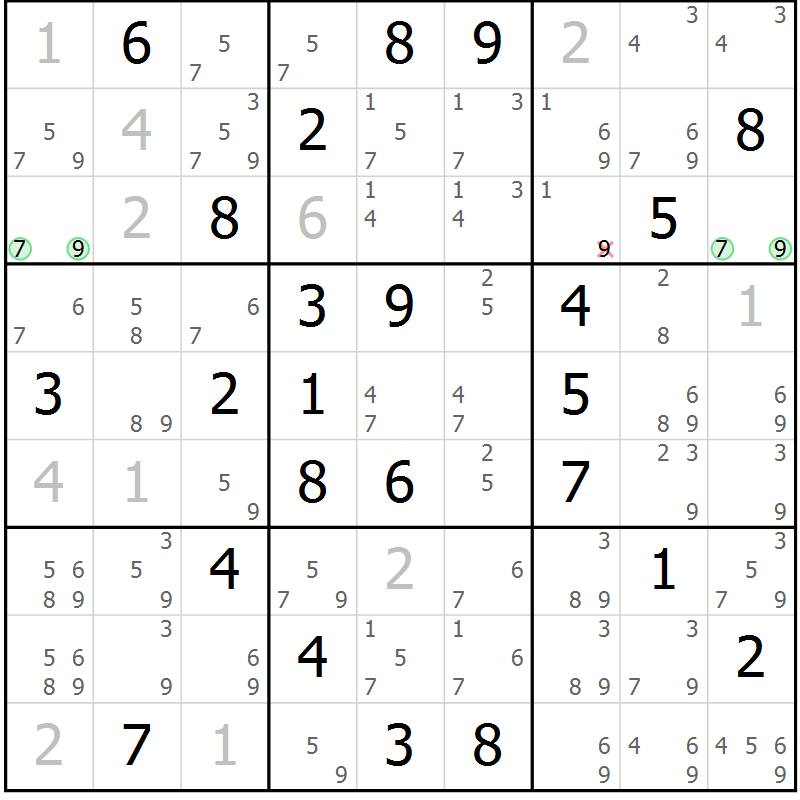 Position des candidats pour la solution de la Gr 53 page 56 du magazine de sudoku Maestro n° 086