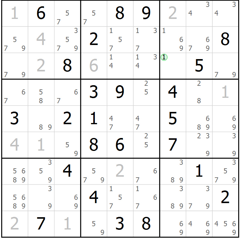 Position des candidats pour la solution de la Gr 53 page 56 du magazine de sudoku Maestro n° 086