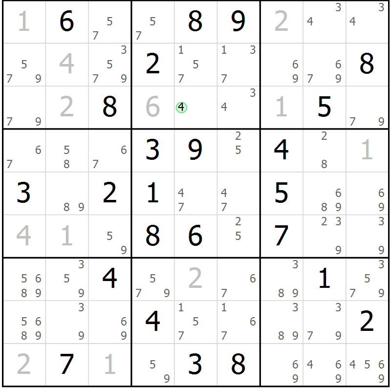 Position des candidats pour la solution de la Gr 53 page 56 du magazine de sudoku Maestro n° 086