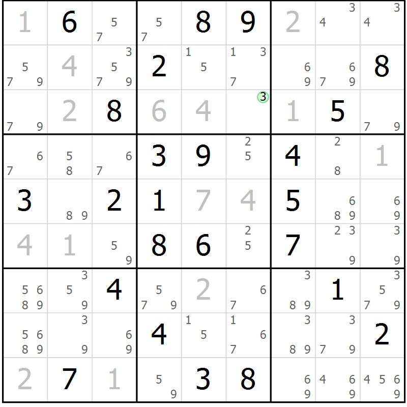 Position des candidats pour la solution de la Gr 53 page 56 du magazine de sudoku Maestro n° 086