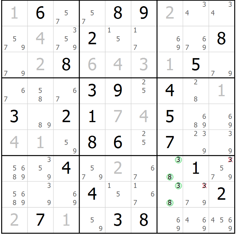 Position des candidats pour la solution de la Gr 53 page 56 du magazine de sudoku Maestro n° 086