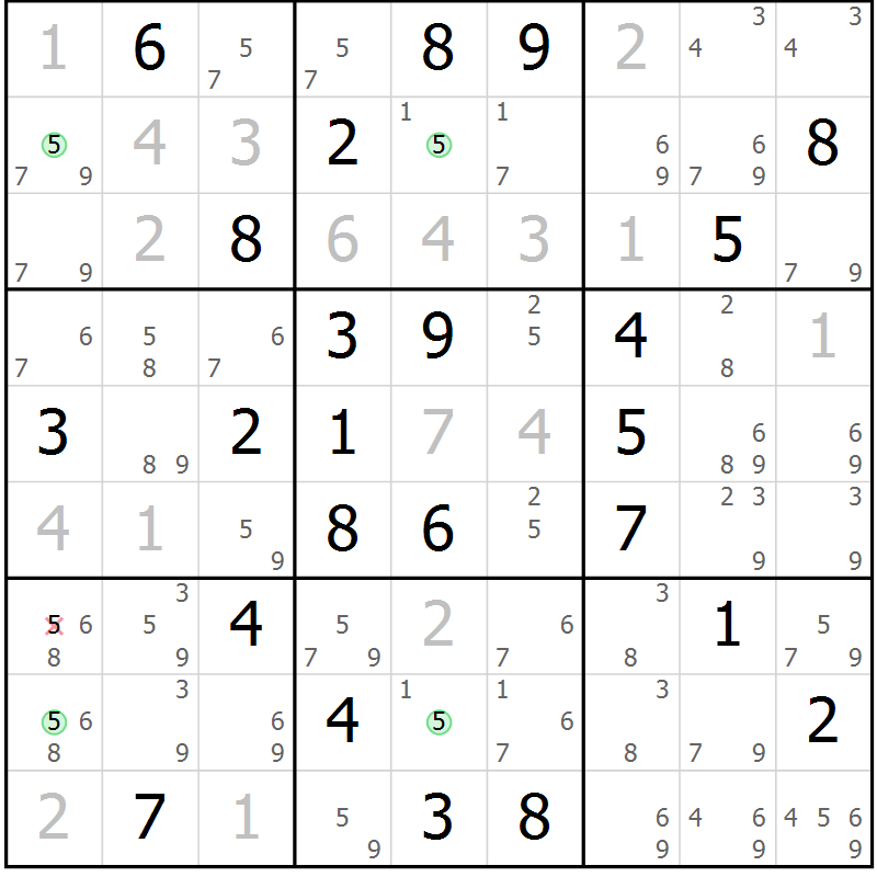 Position des candidats pour la solution de la Gr 53 page 56 du magazine de sudoku Maestro n° 086