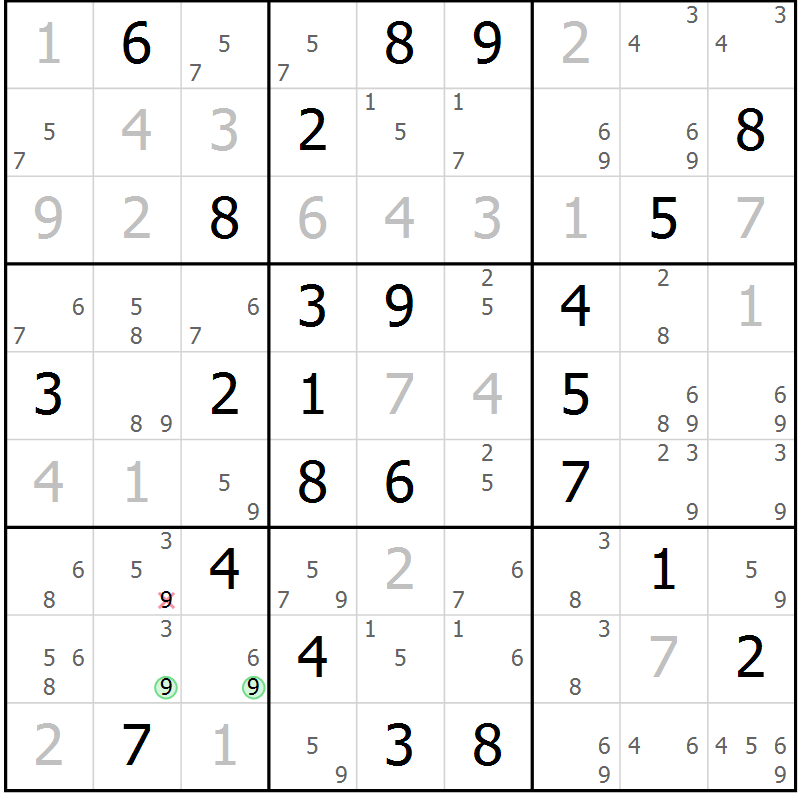 Position des candidats pour la solution de la Gr 53 page 56 du magazine de sudoku Maestro n° 086