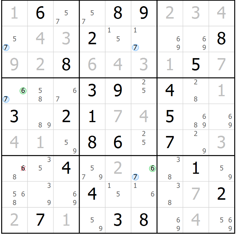 Position des candidats pour la solution de la Gr 53 page 56 du magazine de sudoku Maestro n° 086