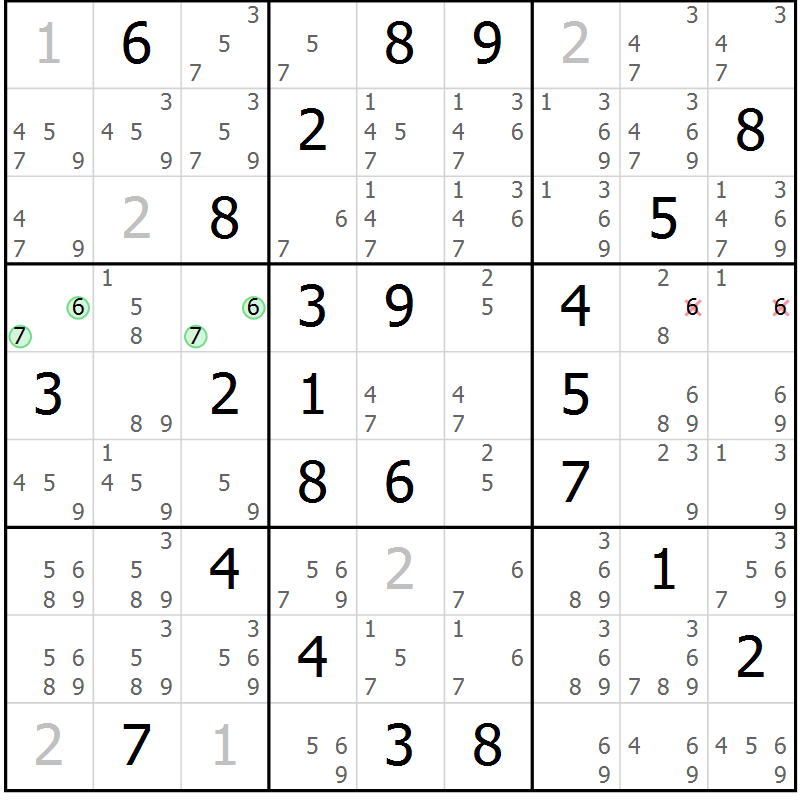 Position des candidats pour la solution de la Gr 53 page 56 du magazine de sudoku Maestro n° 086