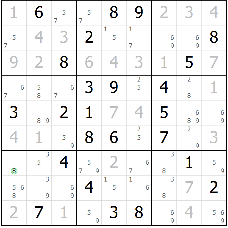Position des candidats pour la solution de la Gr 53 page 56 du magazine de sudoku Maestro n° 086