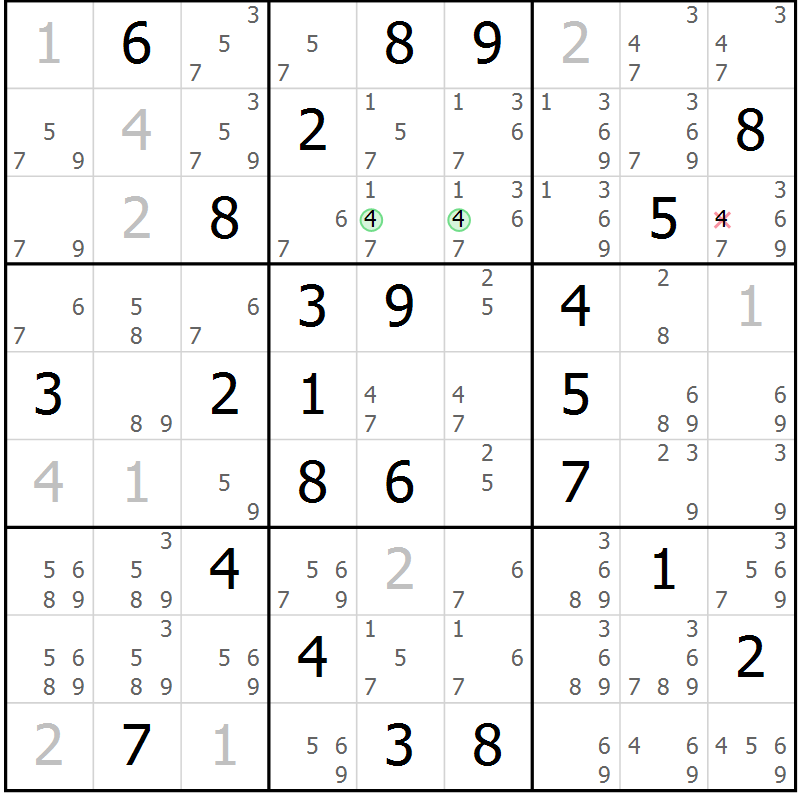 Position des candidats pour la solution de la Gr 53 page 56 du magazine de sudoku Maestro n° 086