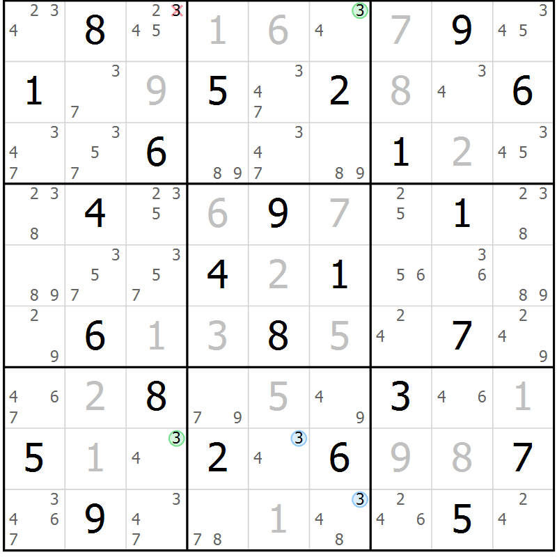 Position des candidats pour la solution de la Gr 54 page 57 du magazine de sudoku Maestro n° 086