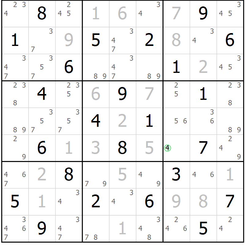 Position des candidats pour la solution de la Gr 54 page 57 du magazine de sudoku Maestro n° 086