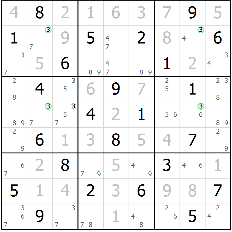 Position des candidats pour la solution de la Gr 54 page 57 du magazine de sudoku Maestro n° 086
