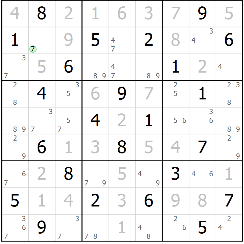 Position des candidats pour la solution de la Gr 54 page 57 du magazine de sudoku Maestro n° 086