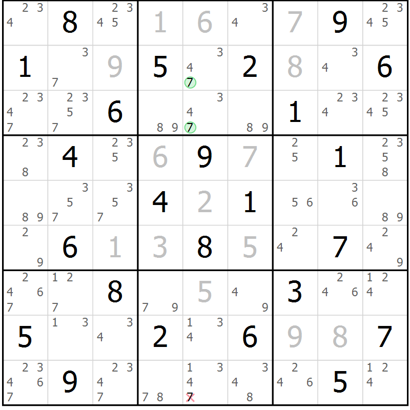 Position des candidats pour la solution de la Gr 54 page 57 du magazine de sudoku Maestro n° 086