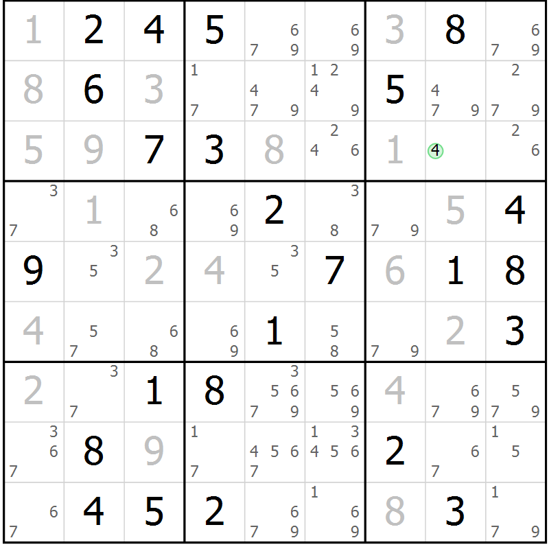 Position des candidats pour la solution de la Gr 55 page 58 du magazine de sudoku Maestro n° 086
