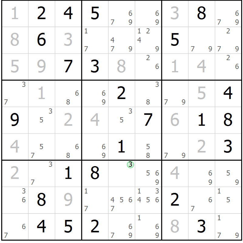 Position des candidats pour la solution de la Gr 55 page 58 du magazine de sudoku Maestro n° 086