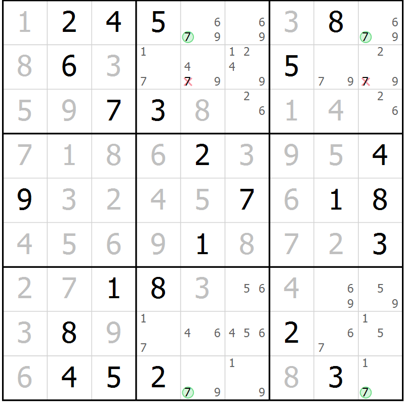Position des candidats pour la solution de la Gr 55 page 58 du magazine de sudoku Maestro n° 086