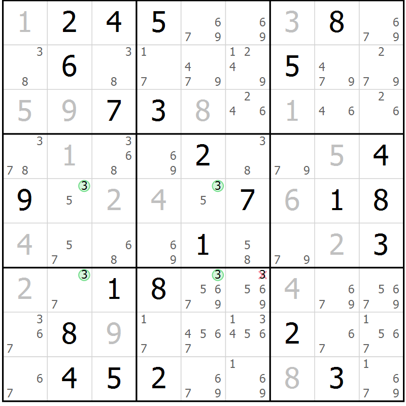 Position des candidats pour la solution de la Gr 55 page 58 du magazine de sudoku Maestro n° 086