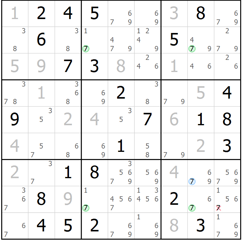 Position des candidats pour la solution de la Gr 55 page 58 du magazine de sudoku Maestro n° 086