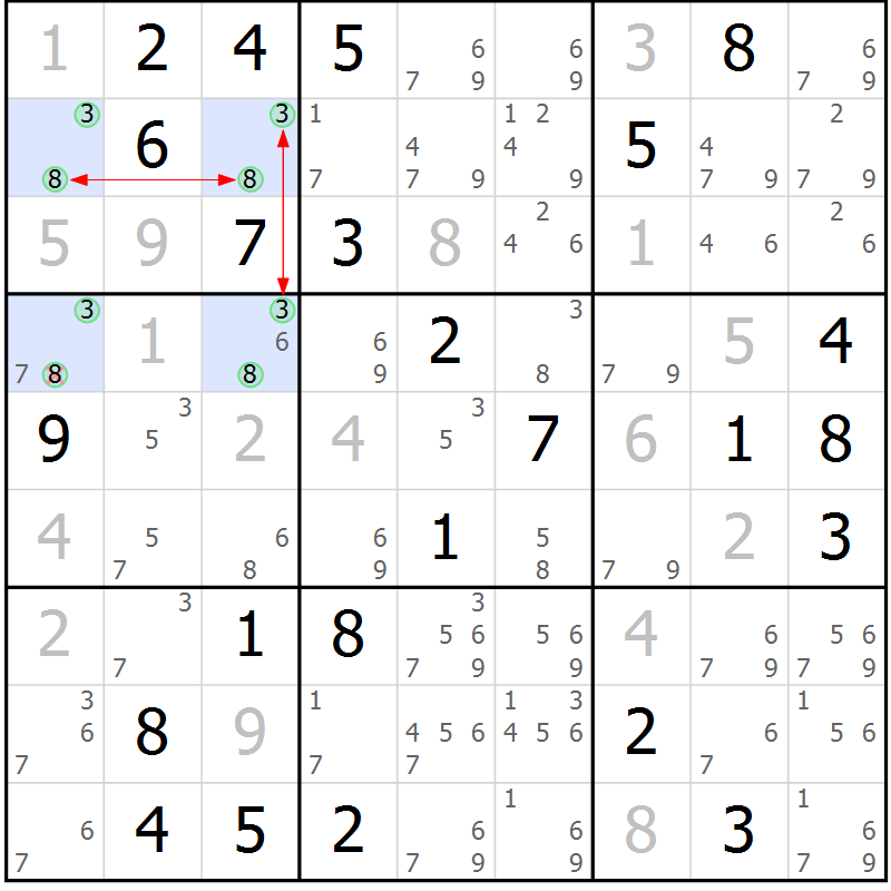 Position des candidats pour la solution de la Gr 55 page 58 du magazine de sudoku Maestro n° 086