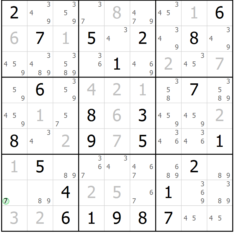Position des candidats pour la solution de la Gr 56 page 59 du magazine de sudoku Maestro n° 086
