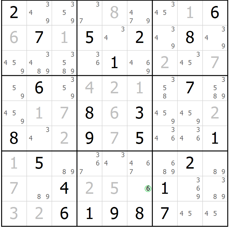 Position des candidats pour la solution de la Gr 56 page 59 du magazine de sudoku Maestro n° 086