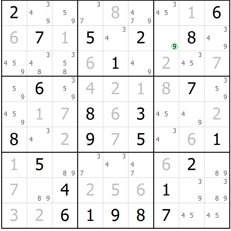 Position des candidats pour la solution de la Gr 56 page 59 du magazine de sudoku Maestro n° 086