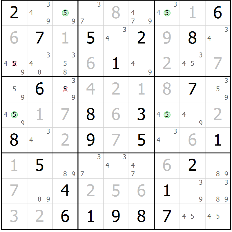 Position des candidats pour la solution de la Gr 56 page 59 du magazine de sudoku Maestro n° 086