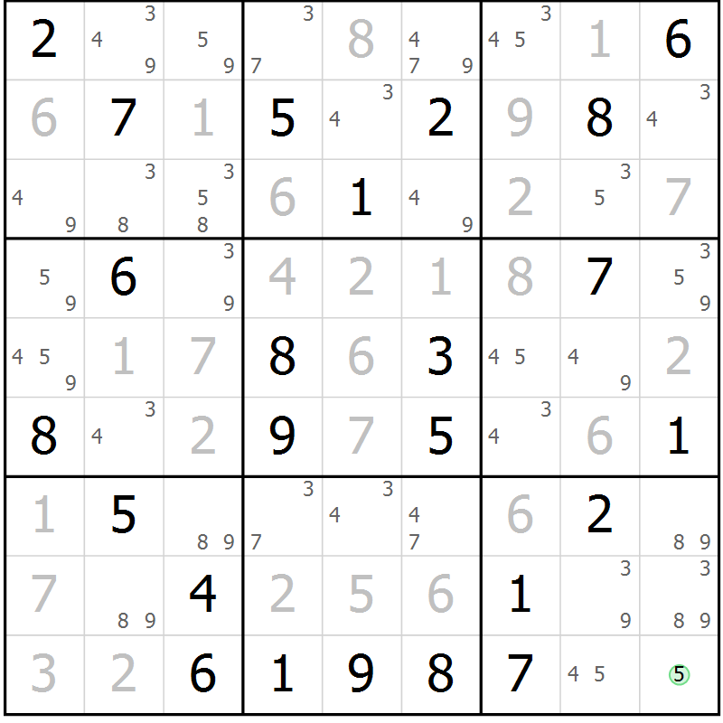Position des candidats pour la solution de la Gr 56 page 59 du magazine de sudoku Maestro n° 086