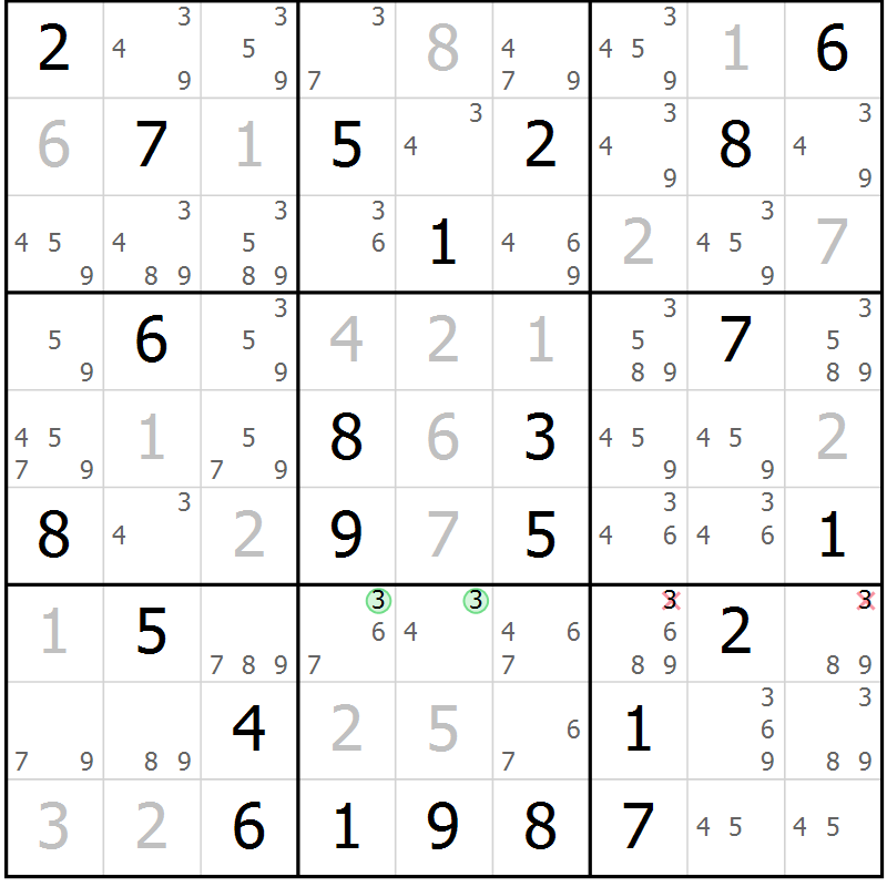 Position des candidats pour la solution de la Gr 56 page 59 du magazine de sudoku Maestro n° 086