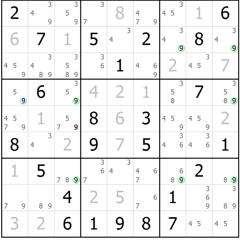 Position des candidats pour la solution de la Gr 56 page 59 du magazine de sudoku Maestro n° 086