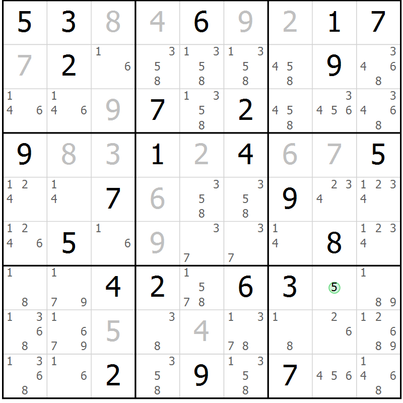 Position des candidats pour la solution de la Gr 59 page 62 du magazine de sudoku Maestro n° 086
