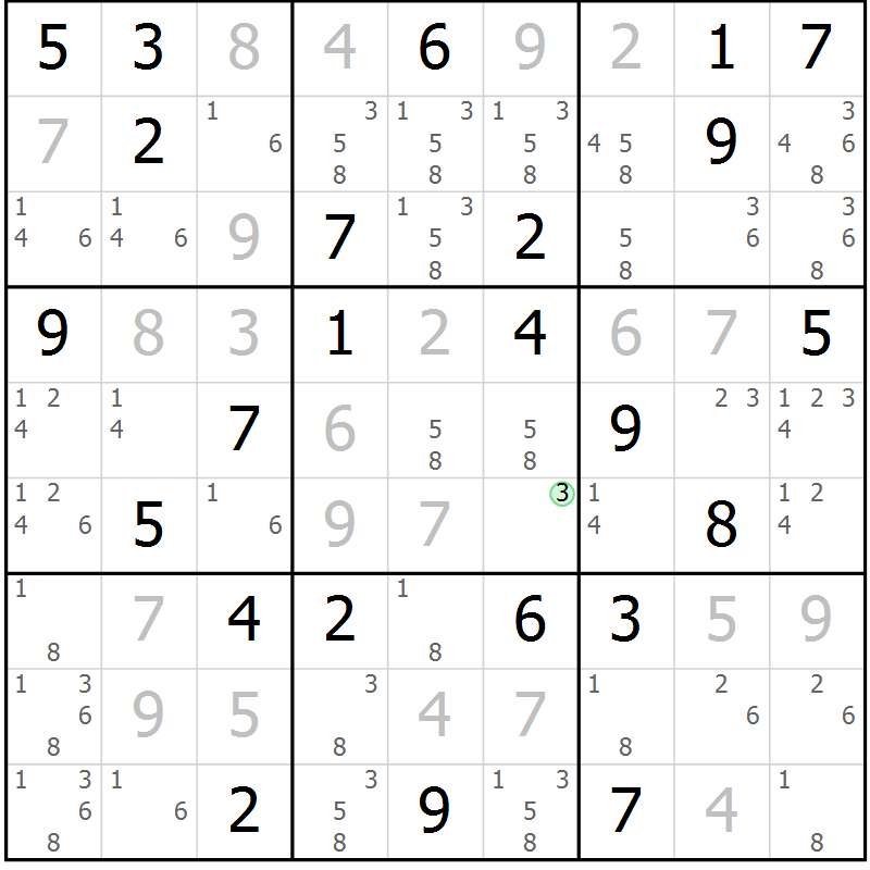 Position des candidats pour la solution de la Gr 59 page 62 du magazine de sudoku Maestro n° 086